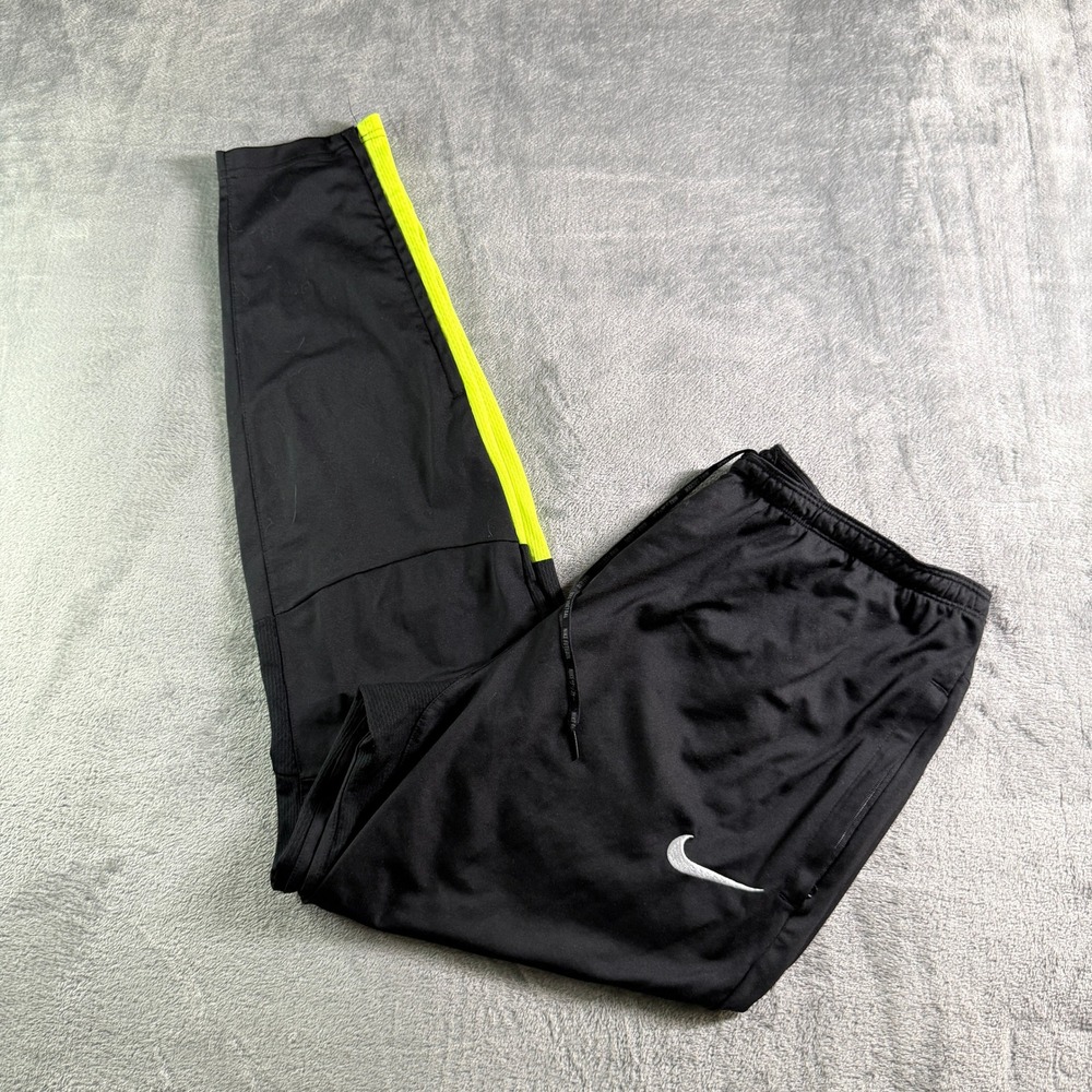 Nike Dri-FIT Soccer Training Pants Mens XL Black Neon Striped Joggers